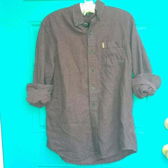 Chaps Flannel Shirt Mens Long Sleeve Solid Color M - Picture 10 of 13